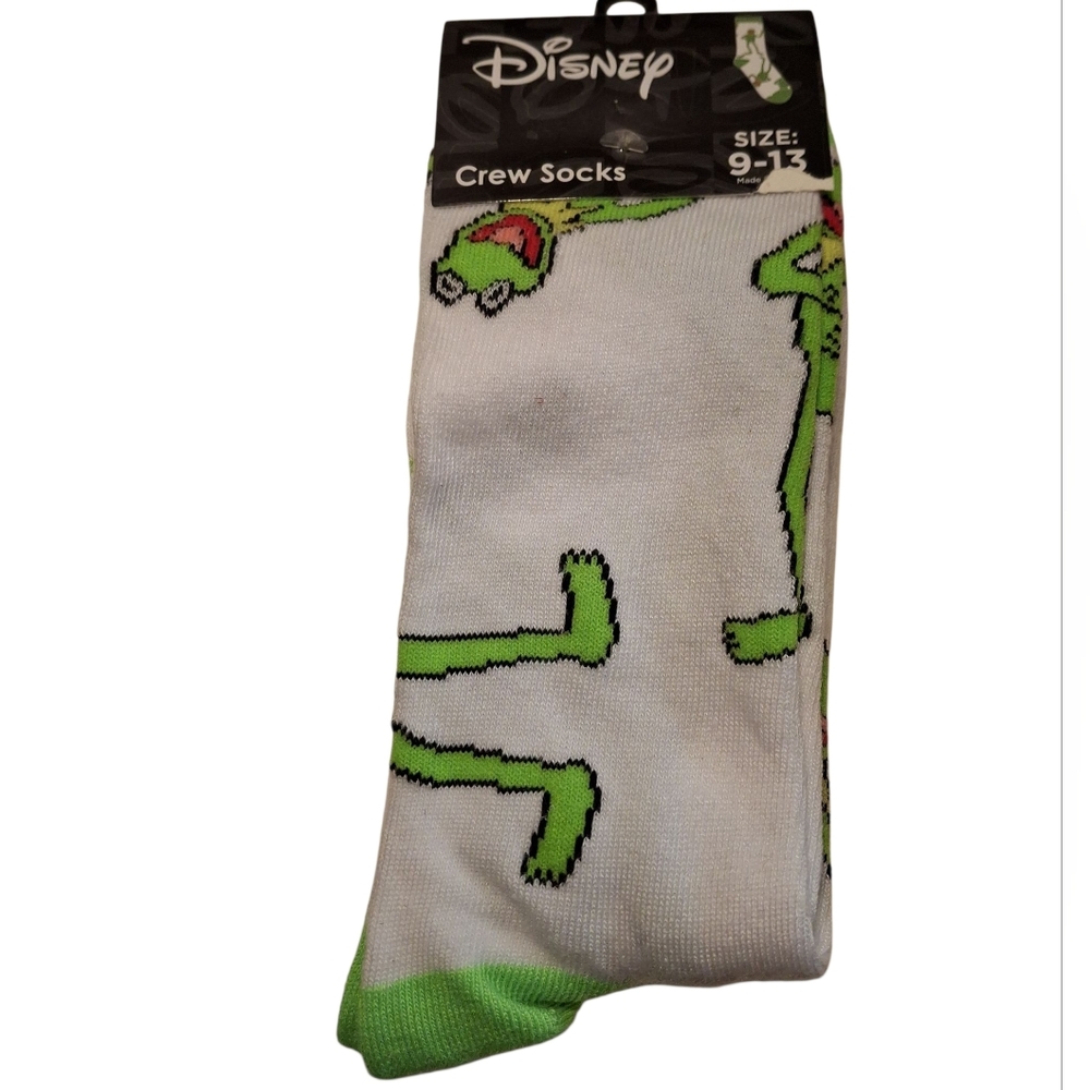 Mens Disney Muppet Kermit Green and White Casual Crew Socks